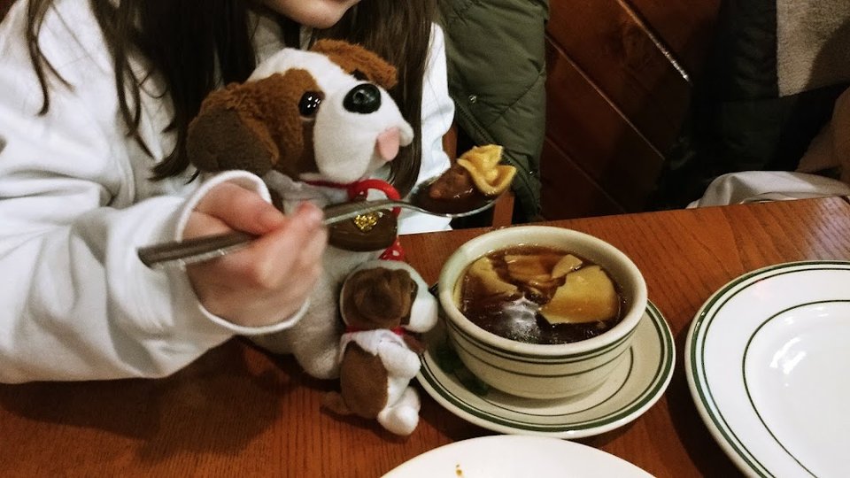 Charlie Testing the Wonton Soup
